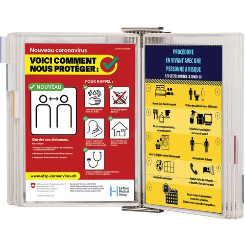 Support mural sur pivot pochette antimicrobienne Sterifold - Tarifold