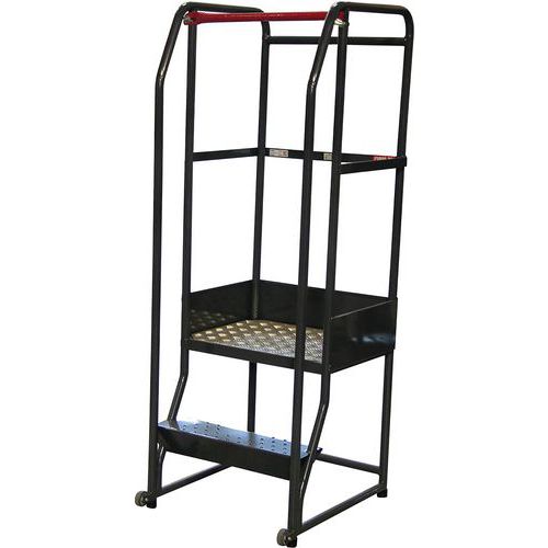 Smalle verrijdbare trapladder, Materiaal: Staal, Toegangshoogte: 2.51 m, Platform hoogte: 0.51 m