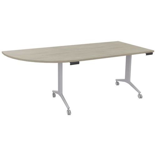 Table plateau pivotant Avel angle à gauche pied alu sur roulettes
