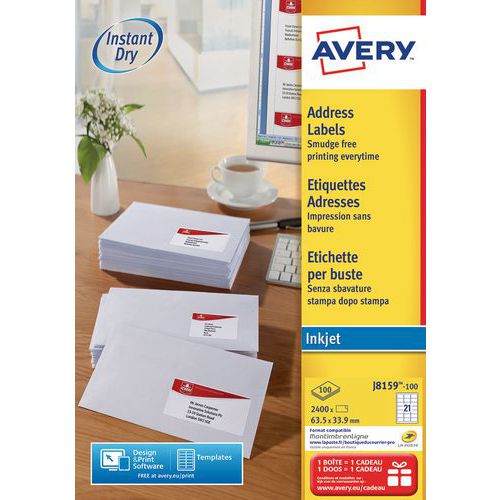 Wit adreslabel Avery - Inkjetprinter