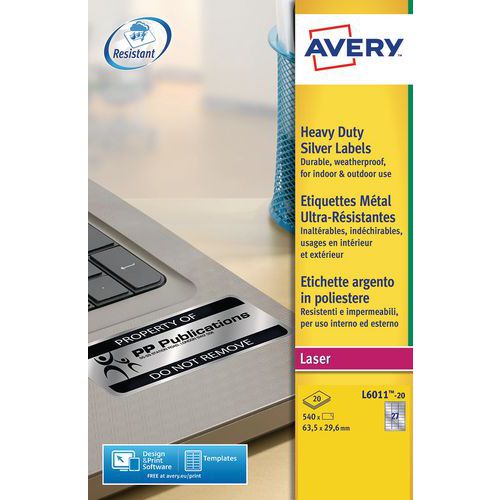 Zelfklevend etiket ultrastevig metaal - Laserprinter