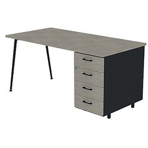 Bureau à plateau 120x80cm et caisson HB 4 tiroirs Solal - Quadrifoglio