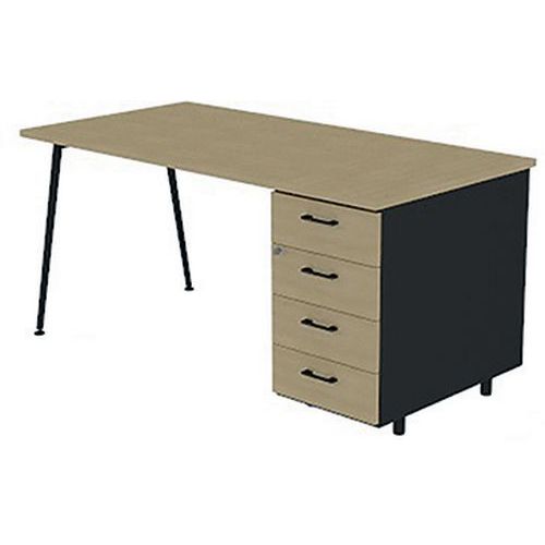 Bureau à plateau 120x80cm et caisson HB 4 tiroirs Solal - Quadrifoglio