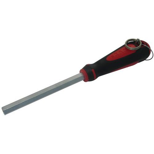 Dopsleutel met handvat bi-materiaal met clip in mm, Type mes: Buitenste buis 6 kant en staal