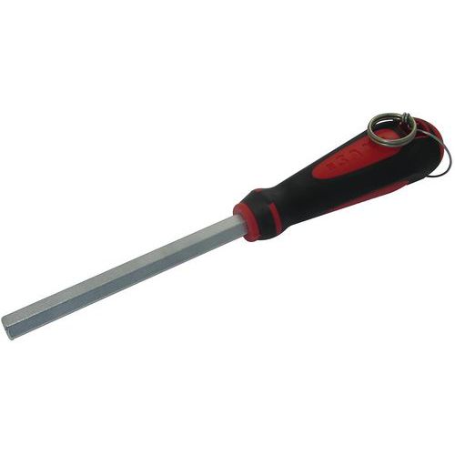 Dopsleutel met handvat bi-materiaal met clip in mm, Type mes: Buitenste buis 6 kant en staal