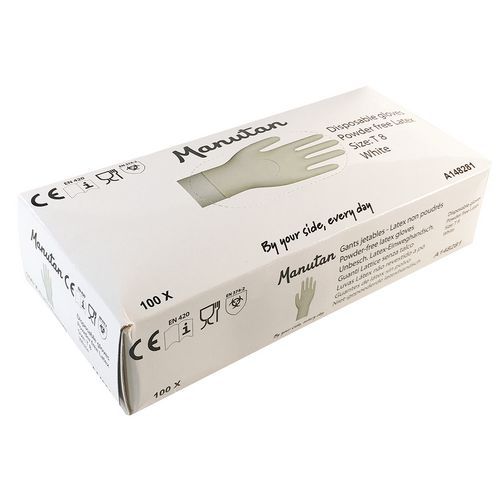 Wegwerp handschoen latex, niet gepoederd - Manutan