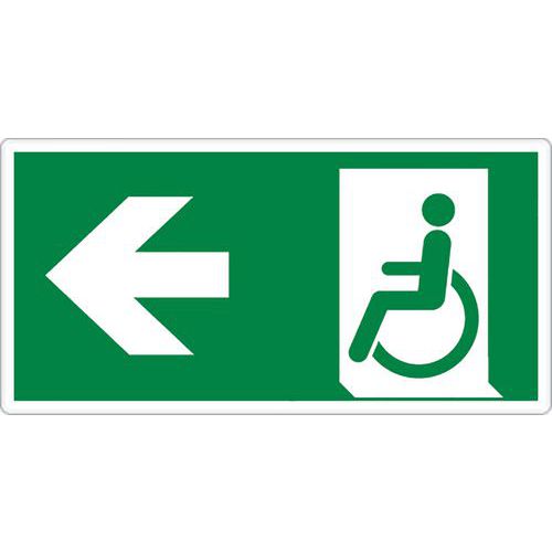 Noodevacuatiebord - Uitgang voor mindervaliden links - Hard