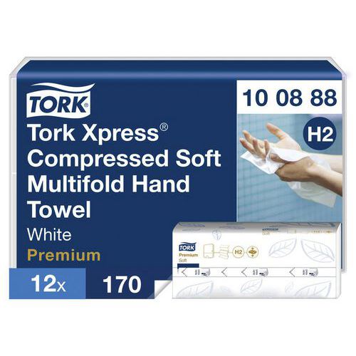 Samengeperste zachte Z-gevouwen handdoeken, wit, H2, 2-laags - Tork