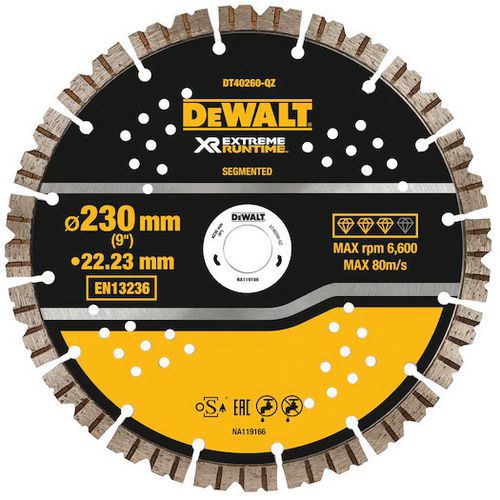 Diamantdoorslijpschijf Extreme Runtime 230x22,2 beton - steen - Dewalt