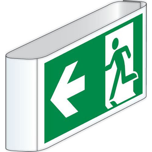Noodevacuatiebord dubbelzijdig - Nooduitgang links Noodevacuatiebord dubbelzijdig - Nooduitgang links