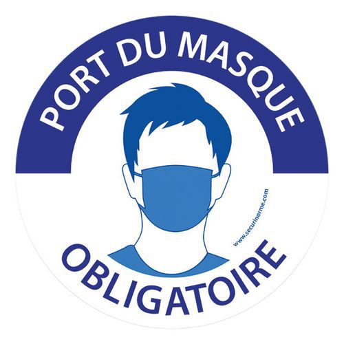 Pictogramme Port du masque obligatoire - bleu et blanc
