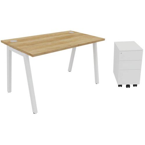 Pack Trendy: bureau 120x70 cm + verrijdbaar ladeblok wit
