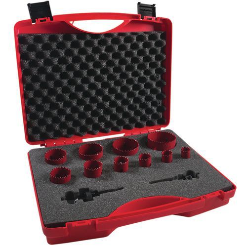 Set van 10 gatenzagen van twee soorten metaal HSS Ø 19 tot 64 mm - Manutan Set van 10 gatenzagen van twee soorten metaal HSS Ø 19 tot 64 mm - Manutan