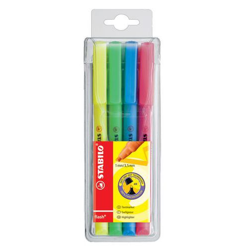 Markeerstiften assorti Flash 4 in etui - Stabilo