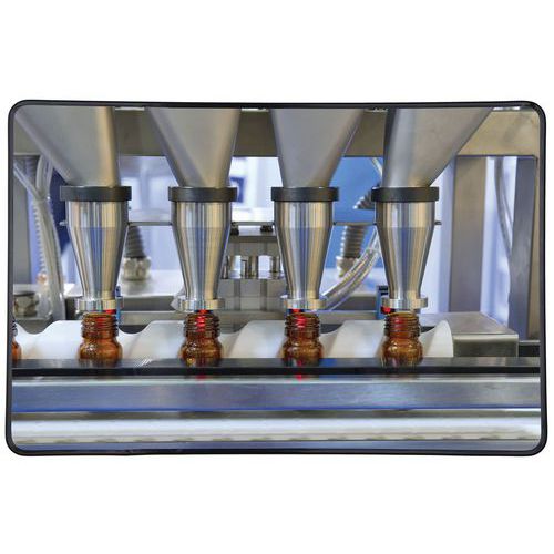 Industriespiegel Check mirror acryl, Bewakingsradius: 1 m, Vorm: Rechthoek, Breedte spiegel: 900 mm