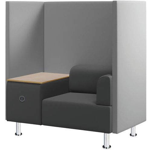Akoestische stoel met werkblad/eurostekker grijs, Totale hoogte: 137 cm, Gebruik van de stoel: Coworking
