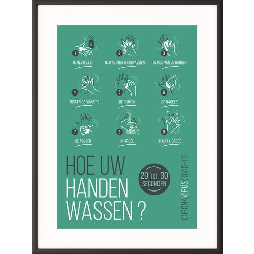 Cadre d'affichage texte Néerlandais - Lavez-vous les mains - Paperflow Cadre d'affichage texte Néerlandais - Lavez-vous les mains - Paperflow