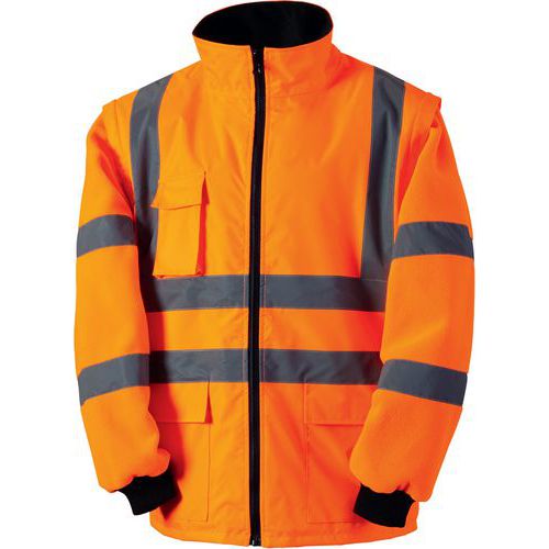 Signaalvest met verwijderbare mouwen weerbestendig PU-gecoat polyester