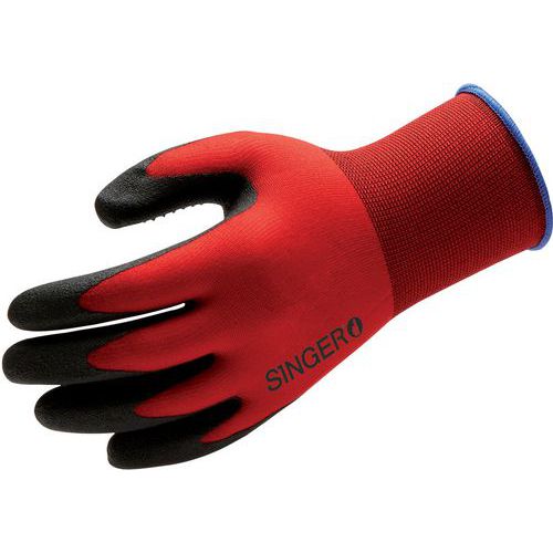 Gants a enduction PVC a support polyamide - Rouge/noir - Singer Safety