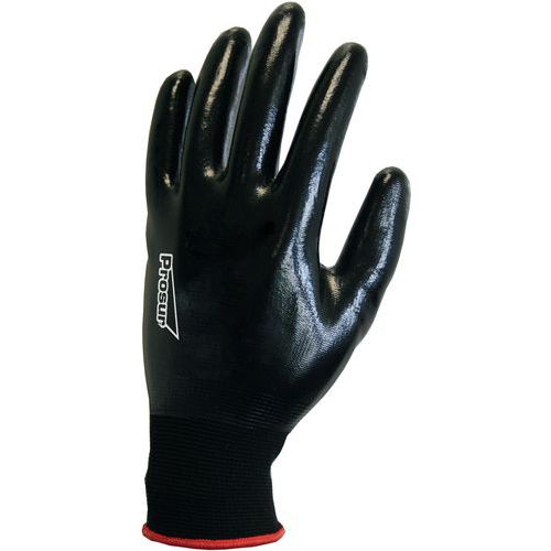 Handschoen Polyester zwart volledig bedekt met nitril 13 gauge