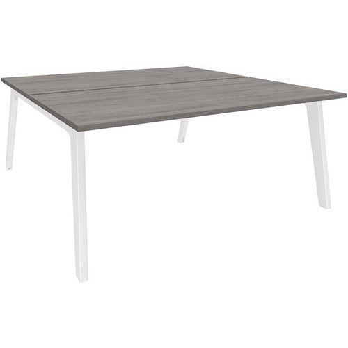 Bureau double face chêne gris/blanc Steely Bureau double face chêne gris/blanc Steely