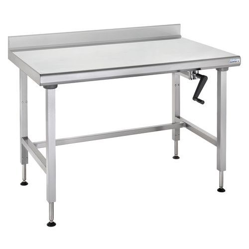 Werktafel ergonomisch in hoogte verstelbaar met achterwand