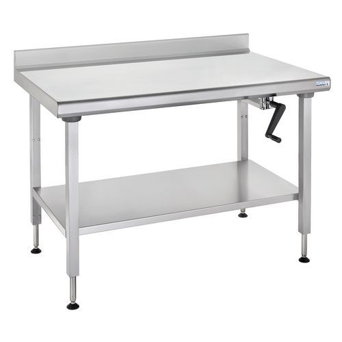 Werktafel ergonomisch met achterwand in hoogte verstelbaar legplank