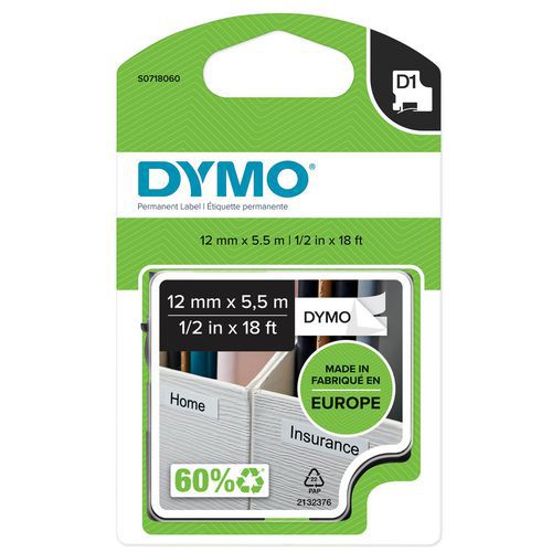 Lint met zelfklevende etiketten D1 van polyester, permanent - Dymo
