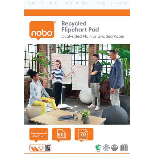 Flipoverblok op rol geruit/blanco - Nobo