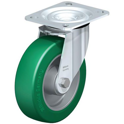 Zwenkwiel middelzwaar uitvoering zwaarlastwiel Softhane aluminiumvelg, Max. belasting: 200 kg, Ø: 125 mm