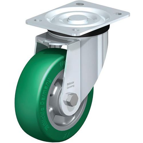 Zwenkwiel middelzwaar uitvoering zwaarlastwiel Softhane aluminiumvelg, Max. belasting: 400 kg, Ø: 150 mm