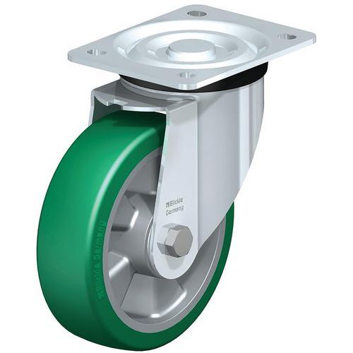 Zwenkwiel middelzwaar uitvoering zwaarlastwiel Softhane aluminiumvelg, Max. belasting: 400 kg, Ø: 160 mm