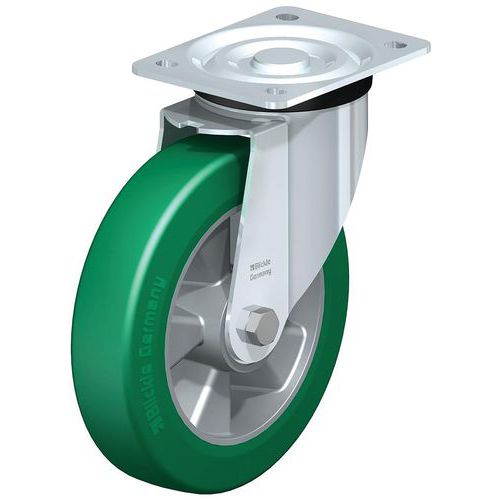 Zwenkwiel middelzwaar uitvoering zwaarlastwiel Softhane aluminiumvelg, Max. belasting: 400 kg, Ø: 200 mm