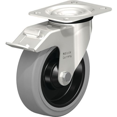 Roulette pivotante inox bandage caoutchouc EasyRoll corps PO - Blickle