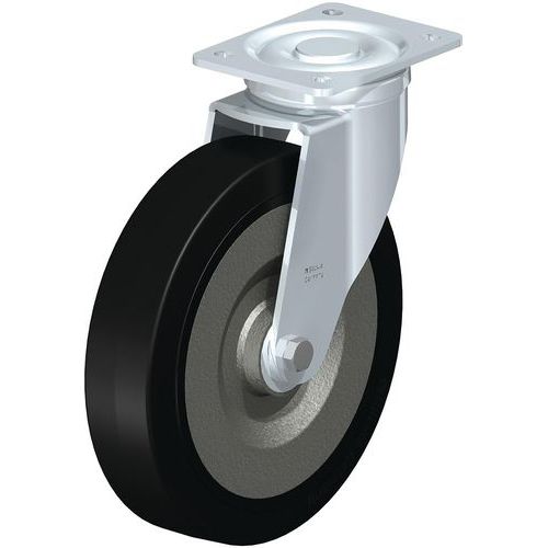 Roulette pivotante acier - bandage caoutchouc - corps acier - Blickle