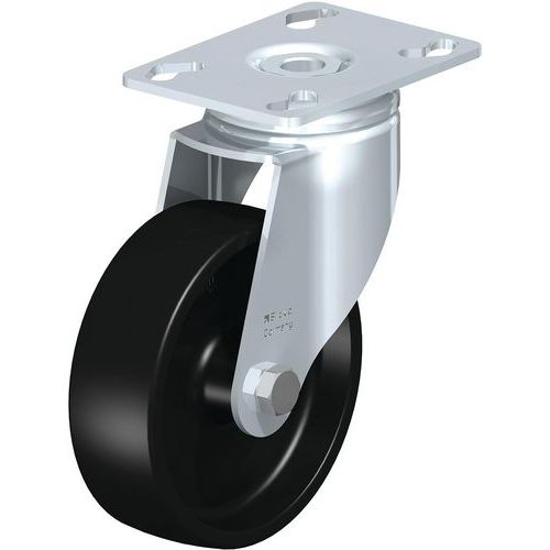 Apparatenzwenkwiel met bevestigingsplaat wiel van polyamide, Max. belasting: 120 kg, Ø: 100 mm