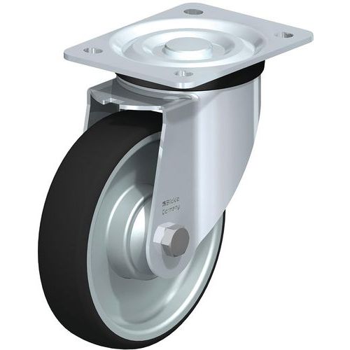 Zwenkwiel middelzware uitvoering met bevestigingsplaat polyamide velg