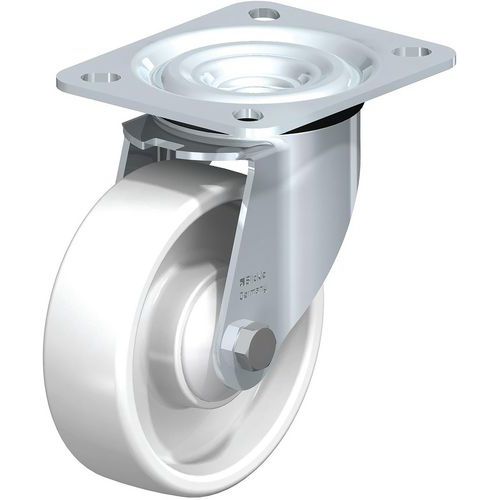Zwenkwiel middelzware uitvoering met bevestigingsplaat wiel polyamide