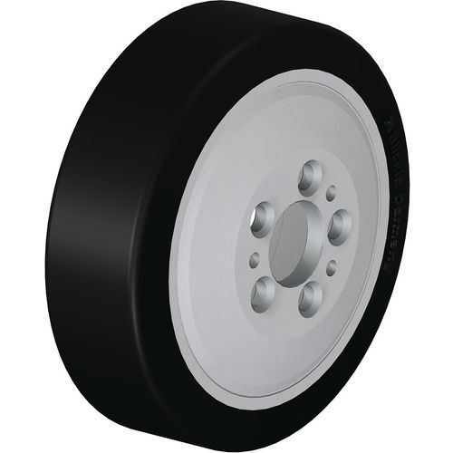 Zwaarlast-aandrijfwiel elast. massief rubber oppersband gietijzer velg, Ø: 230 mm, Max. belasting: 220 kg