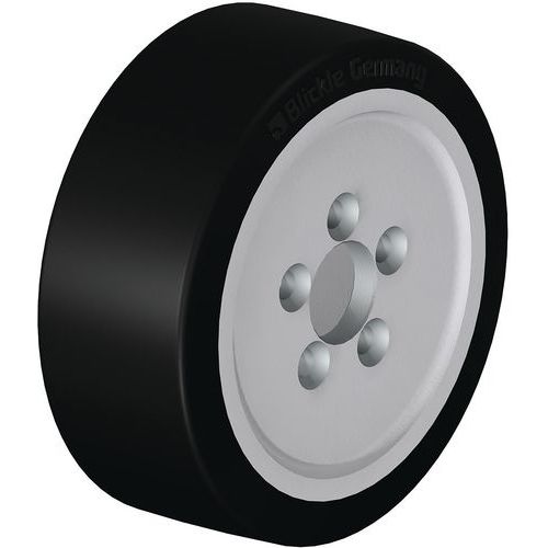 Zwaarlast-aandrijfwiel elast. massief rubber oppersband gietijzer velg, Ø: 230 mm, Max. belasting: 380 kg