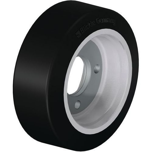 Zwaarlast-aandrijfwiel elast. massief rubber oppersband gietijzer velg, Ø: 230 mm, Max. belasting: 380 kg