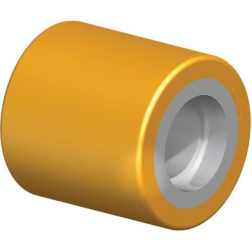 Palletwagenrol polyureth. Extrathane staal wielkern zonder kogellager