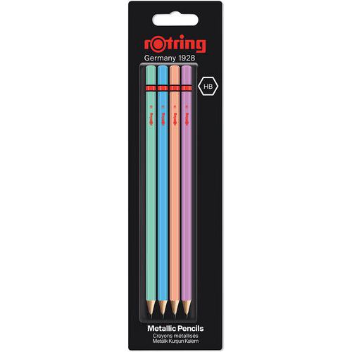 Grafietpotlood HB metalen model - set van 4 - Rotring