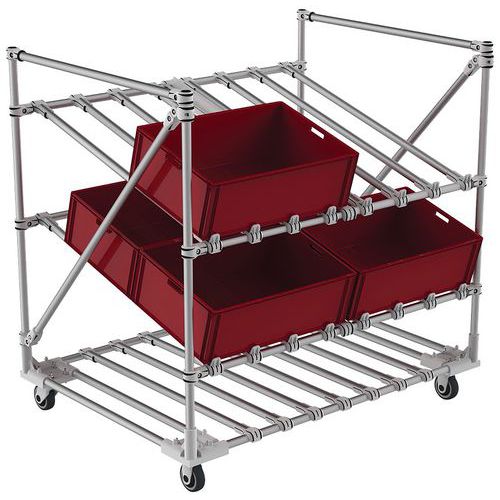 Display op wielen aluminium, Lean Management: ja, Totale hoogte: 1320 mm, Totale breedte: 1000 mm