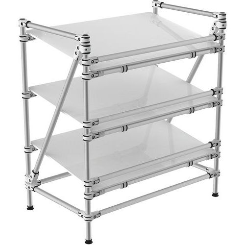 Individuele stelling met opstaande rand als valbeveiliging, Max. belasting per legbord: 115 kg