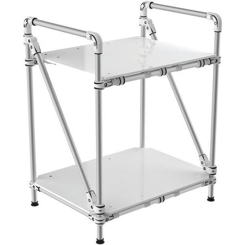 Buisvormige werktafel met dicht legbord, Max. belasting per legbord: 175 kg, Hoogte: 1000 mm