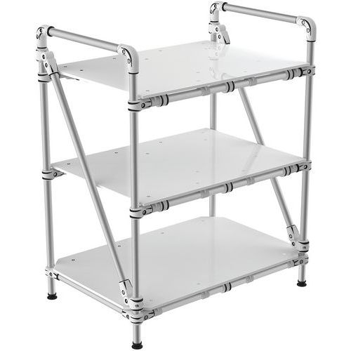 Buisvormige werktafel met dicht legbord, Max. belasting per legbord: 115 kg, Hoogte: 1100 mm