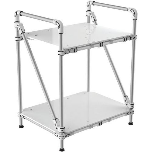 Buisvormige werktafel met dicht legbord, Max. belasting per legbord: 175 kg, Hoogte: 1000 mm