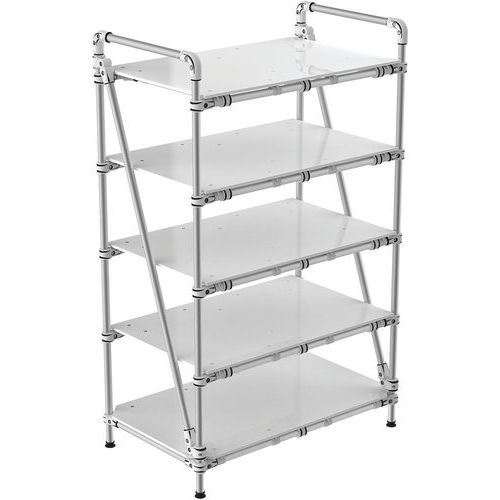 Buisvormige werktafel met dicht legbord, Max. belasting per legbord: 70 kg, Hoogte: 1600 mm