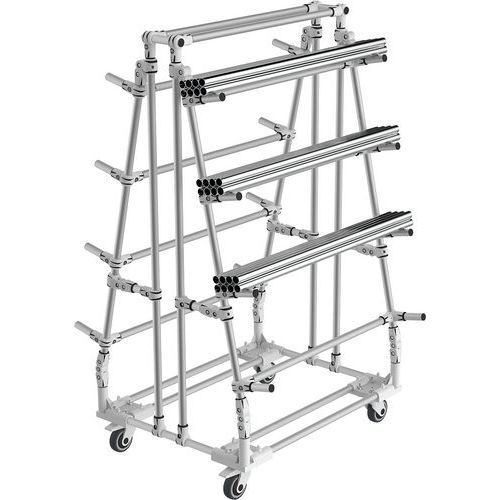 Mini-rack Cantilever mobiel, Hoogte: 1265 mm, Aantal verdiepingen: 4, Type element: Zelfstandig